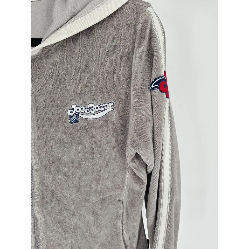 Boxer vintage Y2K Joe para mujer talla XL cremallera hooide gris bordado tela de rizo Foto 2 de 4