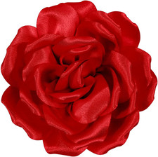 4.3" Red Rose Hair Clip Large Flower Brooches for Women Charming Flowers Pins