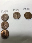 5 Wheat Pennies all w/luster