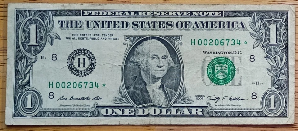 ⭐NOTE ESTRELLA $1 ULTRA RARO H00206734* ((320k tamaño de funcionamiento)) + envío gratuito⭐ Foto 2 de 3