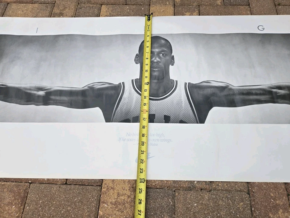 Enorme póster de paisaje Michael Jordan Wings Nike 1989 original vintage envergadura Foto 3 de 4