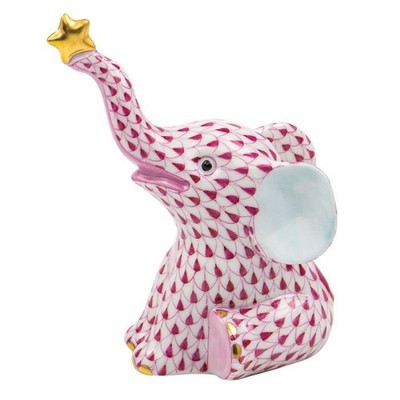 HEREND,  REACH FOR THE STARS,  ELEPHANT, VHP-16144 PINK FISHNET, NEW, MINT & BOX