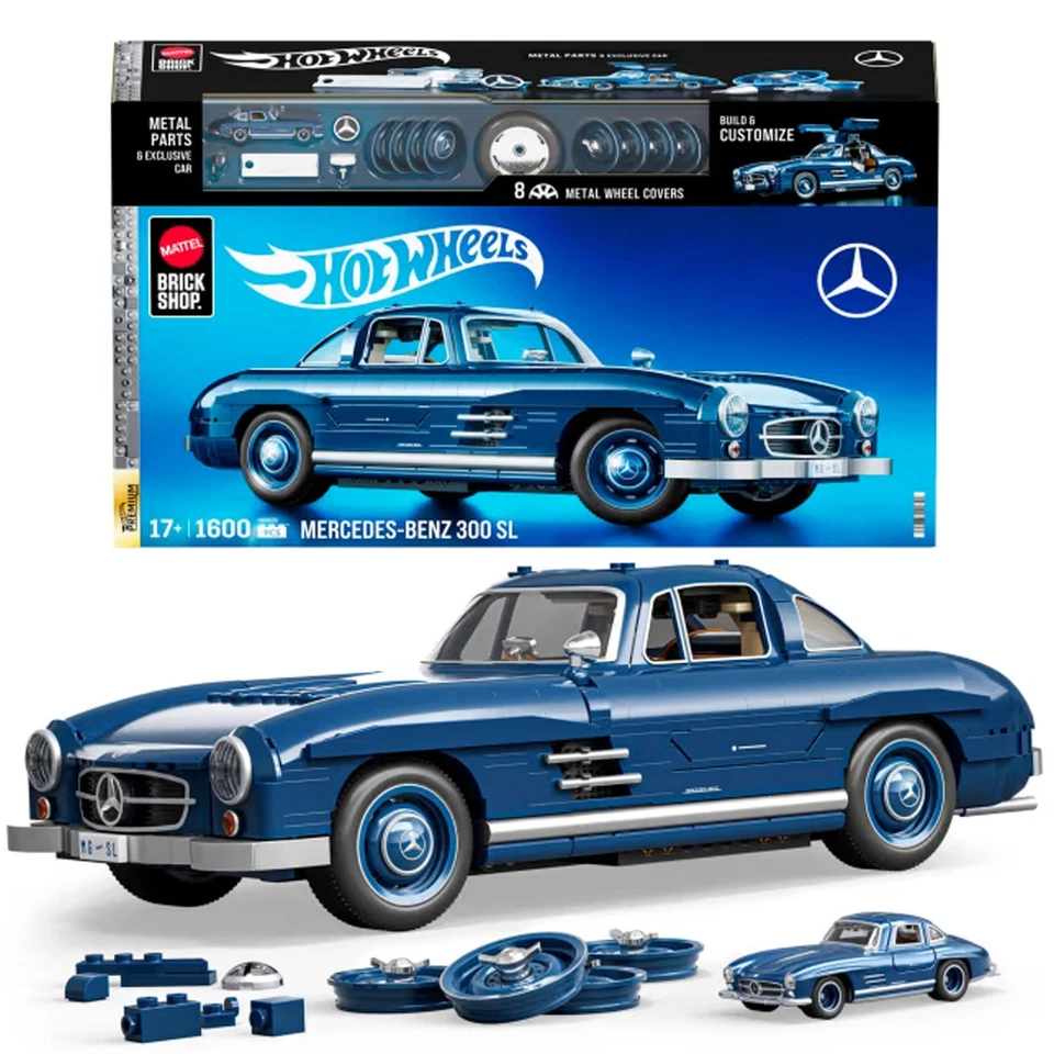 Mattel Brick Shop Hot Wheels Mercedes-Benz 300 SL HWW25 1:12 Bauset 1600 Teile - Bild 1 von 4