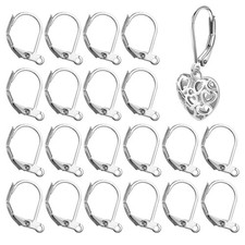 20 PCS Earring Hooks, Leverback Earring Hooks, Stainless Steel Clasp Hoop, Hy...