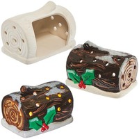 Teelichthalter 2Er-Set Keramik Baker Ross FN616 Weihnachtsdeko Yule Log
