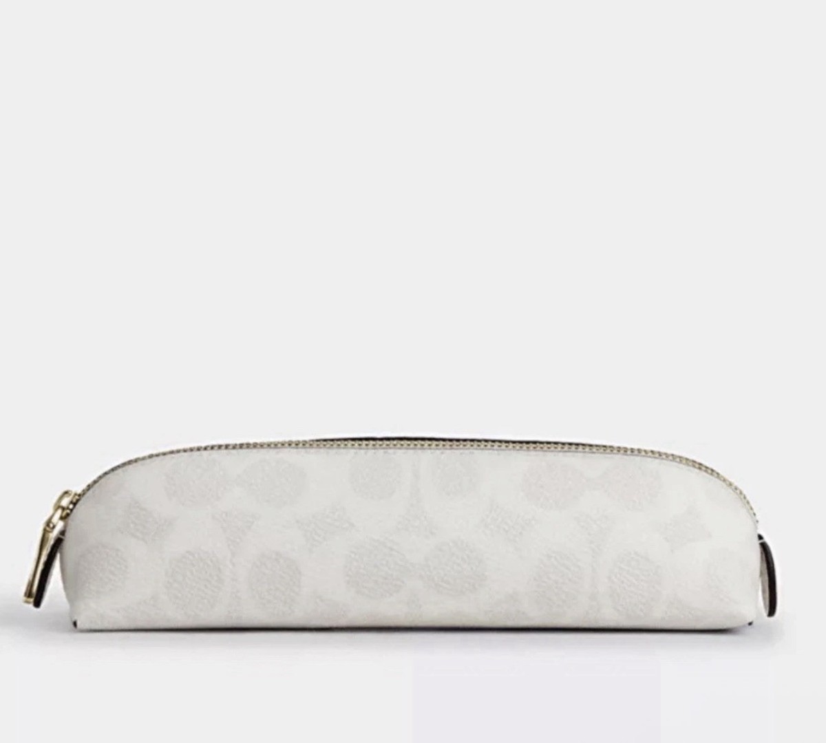 New Coach Pencil Case in Signature Canvas & Smooth Leather White