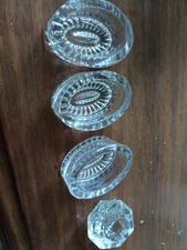 Vintage 4 ~ 1950's ~  Oval Glass ~1 Round Open Salt Cellars