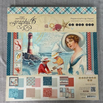 Graphic 45 By The Sea 12x12  Designer Paper Pack Shells Ocean Birds NEW