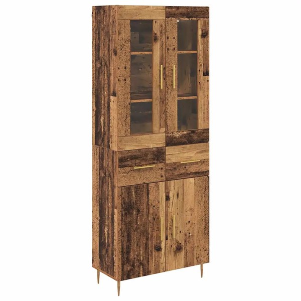 Highboard 2Er-Set Mit Schubladen Aus Altholz Und Holzwerkstoff-image