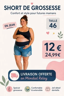 Short de Grossesse en jean pour femme enceinte taille 46 NEUF - Photo 1/3