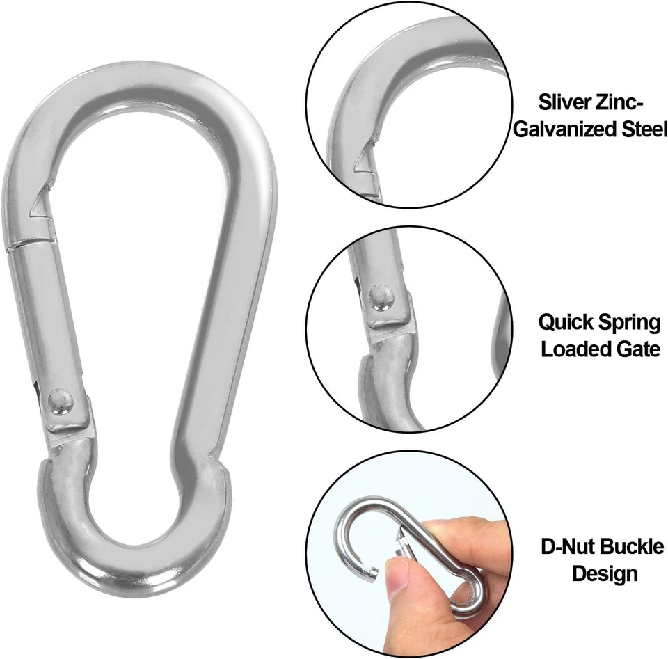 50 PCS Spring Snap Carabiner, Small Carabiner Clip, M5 X 2 Inch Snap Hooks Heavy - Image 3 of 3