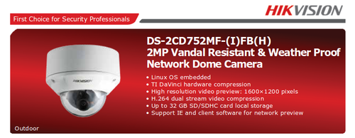 CAMARA CCTV HIKVISION MINIDOMO IP EXT 2MP Z Ir15m mod.: DS-2CD752MF-IFBH - Imagen 3 de 5