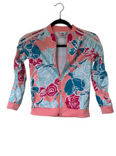 Adidas Trefoil Pink Floral Flower Track Jacket Youth Kids Unisex Sz Small