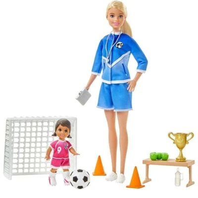 Barbie Allenatrice di Calcio Playset, Mattel -GLM53 - 3+
