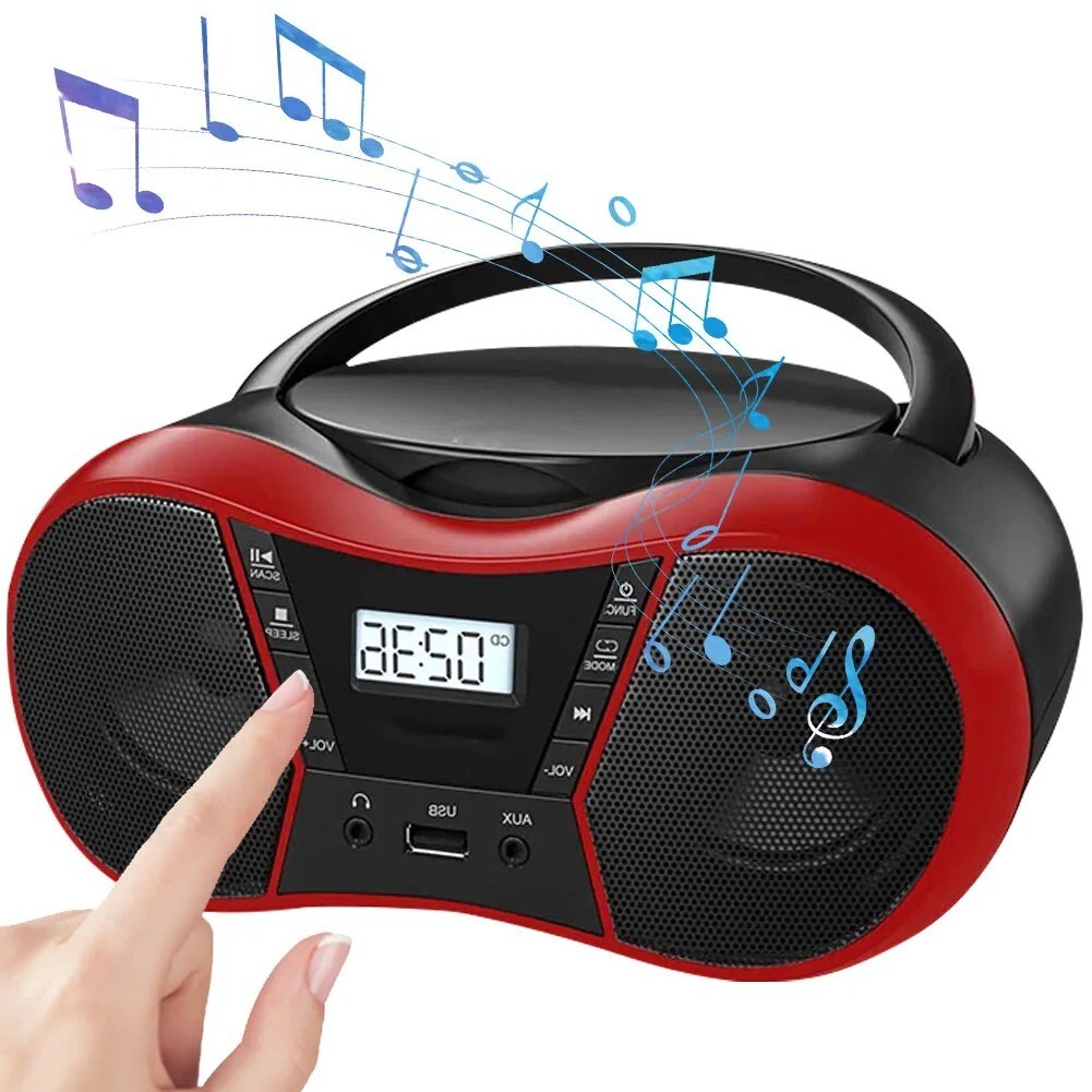 Portable Stereo CD Player Boombox Aux Input and 3.5mm Headphone