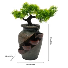 Indoor Tabletop Fountain Water Feature Home Decor Brown Countertop Waterfall