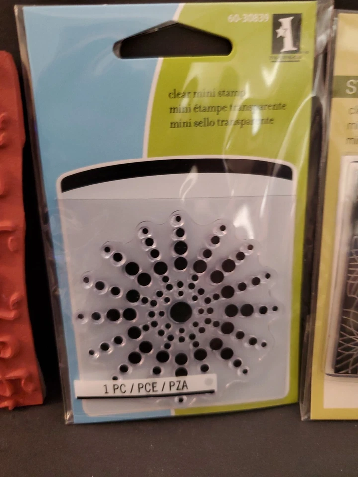 Головоломка фон пены держатель красный резиновый зажим штамп + 2 новые штампы, см. все фотографии - Изображение 3 из 4