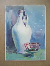Vintage oil painting of a jug - on board - 11" x 15"