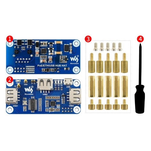 PoE Ethernet USB Expansion Board HAT Kit for RPI 0 Raspberry Pi Zero 2 W WH V1.3 - Picture 2 of 5