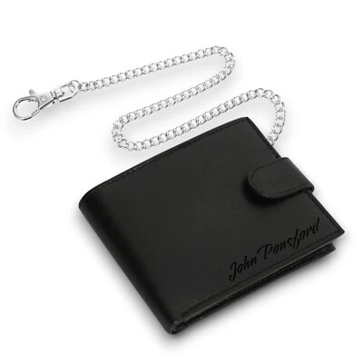 RAS Personalised Leather Biker Wallet Rider Wallet Coin Pocket & Safety Metal Chain