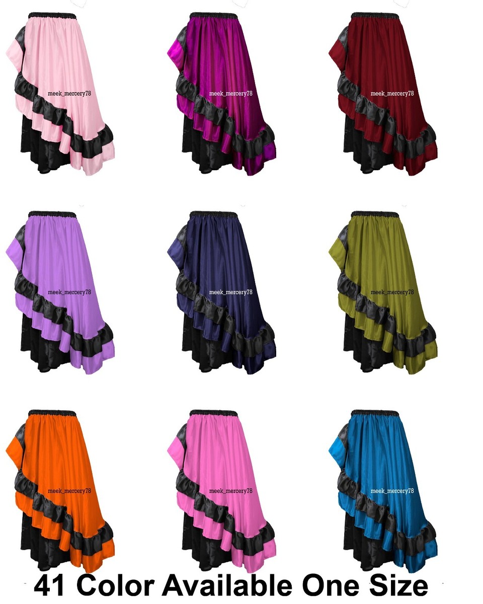Pleated skirt Women Wear Belly Dance Half Circle Satin Color Steampunk  skirt S57