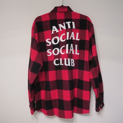 Anti Social Social Club No Expectations Flannel Red Shirt L Made in