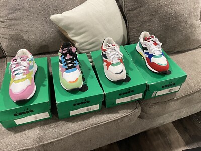 Diadora N9002.  4 Pairs. Mixed Colors. 2 New 2 Worn 1 Time. Excellent Cond
