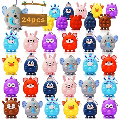 24 Pcs Party Favors for Kids, 3D Animal Pop Fidget Toys Bulk, Sensory Bath Su...