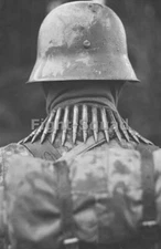 WW2 Picture Photo German Soldier with MG34 Ammo on the Neck  3515
