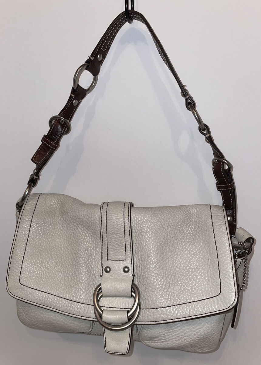 Coach LNC Women's White Cream Pebbled Leather Shoulder Bag Coach LNC Women's White Cream Pebbled Leather Shoulder Bag