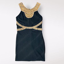 Free People Black Nerfertiti Bodycon Mini Dress Boho Party Size Large