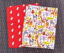 Set of 2 Handmade Child Toddler Size Pillowcases Flannel & Cotton 18" x 12" 