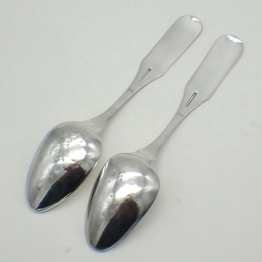 Par de cucharas de mesa federales moneda plata Asa Blanchard Kentucky 1810 Foto 4 de 4