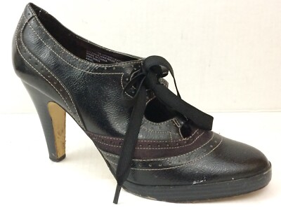 Isaac Mizrahi Womens M Ariel Faux Leather Lace Up High Heel Booties Black  Shoe