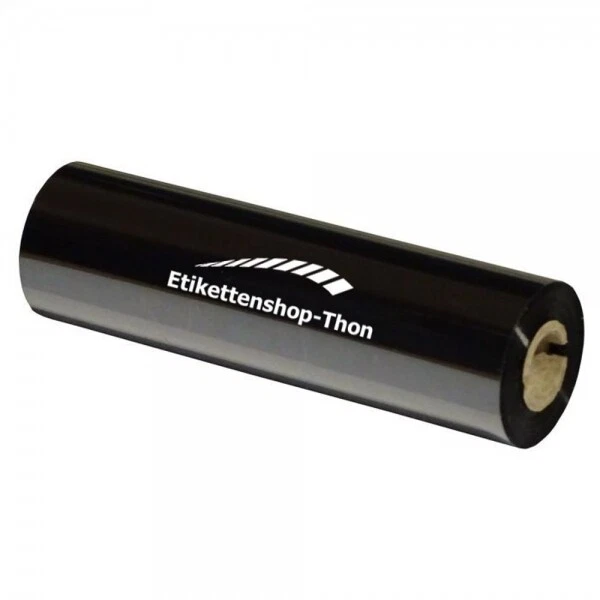 Cinta Térmica de Transferencia, 110MM X 74M M, Cera, 1/2" Manga, Negro, Fuera