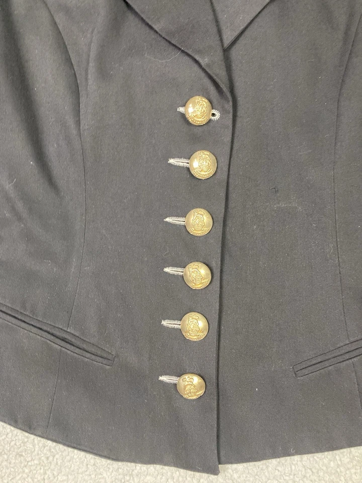 Chaqueta De Colección Cristina Mujer 12 Negro Militar Dorado Botones Steampunk Nueva Con Etiquetas Foto 4 de 4