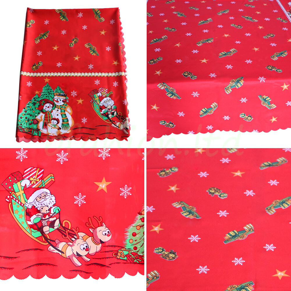 Large Christmas Table Cover Cloth Red Santa Claus Xmas Dinner Decoration 3 Sizes eBay