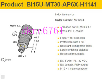 Original TURCK Proximity Switch Bi15U-MT30-AP6X-H1141 Sensor