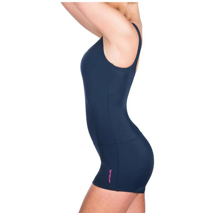 BADEANZUG SCHWIMMANZUG SCHWIMMER NAVYBLAU MIT BEIN 36 38 40 42 44 46 48 50 DAMEN - Bild 4 von 4