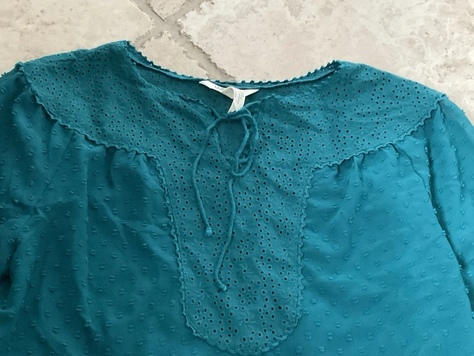 Blusa para mujer Matilda Jane verde azulado campesino transparente carisma una vez S Foto 4 de 4