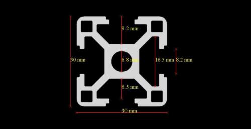 Aluminum T-slot extruded profile 30x30-8mm L100, 200, 300, 400 or 500mm -3pieces - Picture 3 of 11