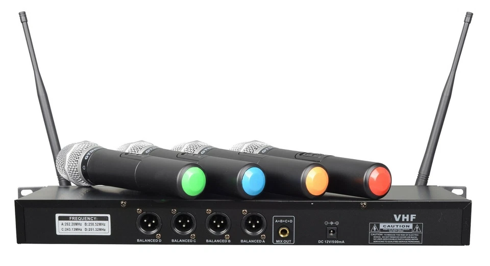 GTD Audio 4 Channel VHF Handheld Wireless Microphone System Mic (Brand New) 380H - Image 2 of 3