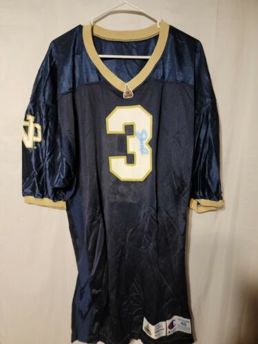 VINTAGE 1994 CHAMPION NOTRE DAME BOOKSTORE FOOTBALL JERSEY - SIZE 48 Signed  - Afbeelding 1 van 7