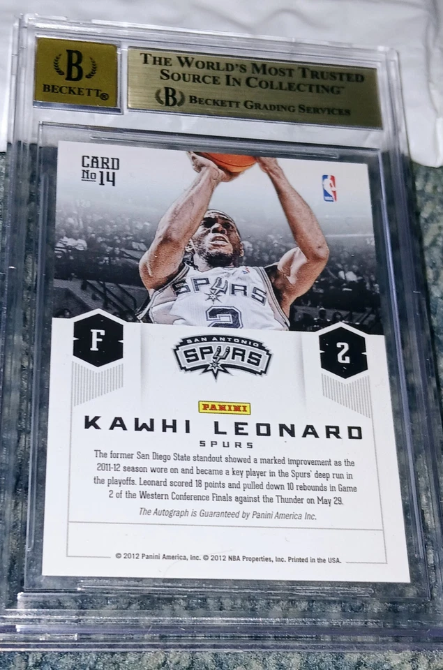 2012 PRESTIGE PRESTIGIOUS PICKS SIGNATURES #14 KAWHI LEONARD RC BGS 9.5 AUTO 10 - Image 2 of 2