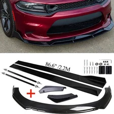 For Dodge Charger 2015-2023 Front Bumper Lip Spoiler+Side Skirts+Rear Lip
