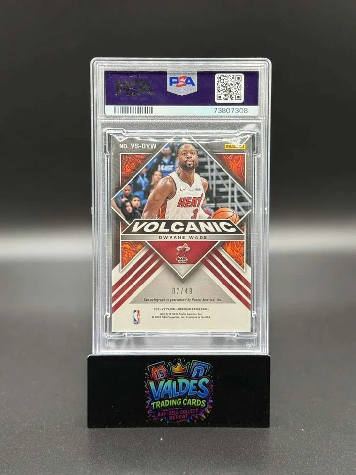 Dwyane Wade 2021 Obsidian Volcanic Auto /49 PSA 9 Mint 10 Auto Miami Heat HOF - Image 2 of 2