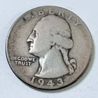 1943 Washington Silver Quarter — 90% Silver — Circulated Coin #6054