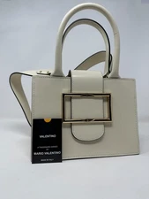 Valentino Women's Purse Bag White Leather [Damaged Logo]