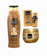 Gluta White Exfoliating Shower Gel, Cream, Double Serum Glutathione Collagen
