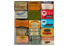 15 vintage US 1920s to 1940s laxative tins in very good condition with no rust